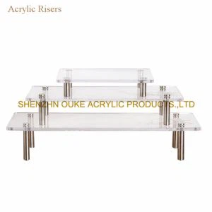 Yangi dizayn Clear Desert Table Risers Shelf Risers akril, Mayami ko'rsatadi