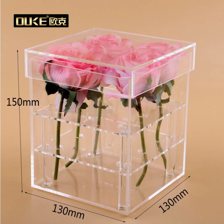 High Transparent Square Acrylic Flower Box