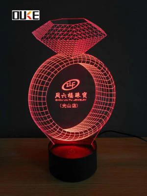 Maxsus 7 Rangli Diamond Shakli Akril 3D LED chiroq